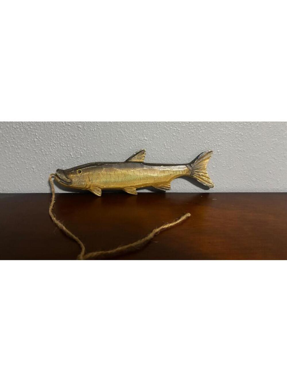 Wooden fish decor nursery fisherman 12"